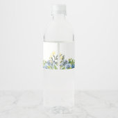 Étiquette Pour Bouteilles D'eau Mariage botanique bleu Dusty (Dos)