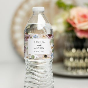 Étiquette Pour Bouteilles D'eau Mariage Botanique Floral Moderne