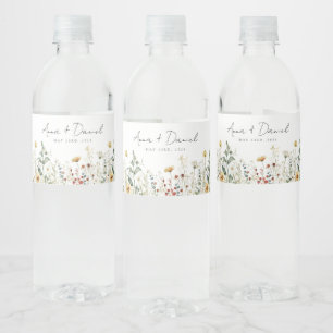 Étiquette Pour Bouteilles D'eau Mariage Champêtre de Fleurs Sauvages d'Été