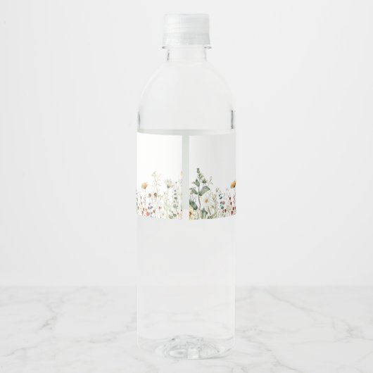 Étiquette Pour Bouteilles D'eau Mariage Champêtre de Fleurs Sauvages d'Été (Dos)