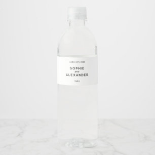 Étiquette Pour Bouteilles D'eau Mariage Chic Minimal Français Noir et Blanc