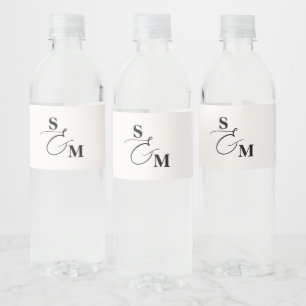 Étiquette Pour Bouteilles D'eau Mariage Classique à l'Esperluette de Monogramme Sc