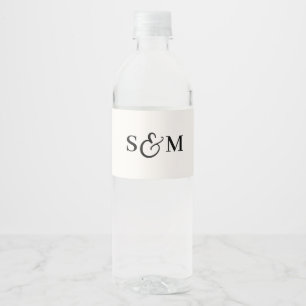 Étiquette Pour Bouteilles D'eau Mariage Classique Monogramme Esperluette Script