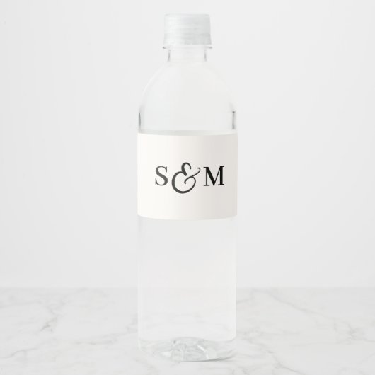 Étiquette Pour Bouteilles D'eau Mariage Classique Monogramme Esperluette Script (Devant)