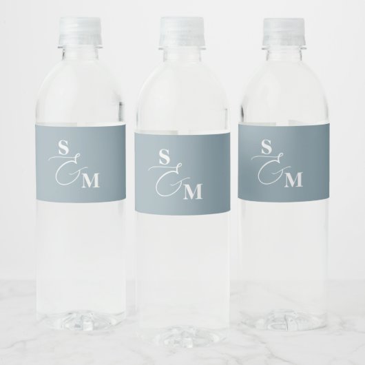 Étiquette Pour Bouteilles D'eau Mariage Classique Monogramme Esperluette Script (Bouteilles)