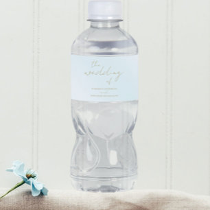 Étiquette Pour Bouteilles D'eau Mariage d'aquarelle bleu