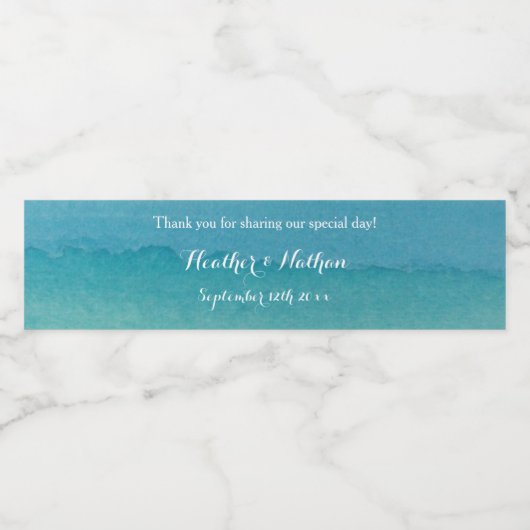 Étiquette Pour Bouteilles D'eau Mariage d'aquarelle bleu marine exceptionnel (Étiquettes simples)
