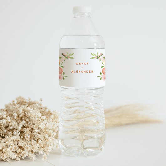 Étiquette Pour Bouteilles D'eau Mariage d'aquarelle Citrus