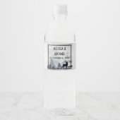 Étiquette Pour Bouteilles D'eau Mariage d'aquarelle gris Reindeer (Devant)