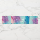 Étiquette Pour Bouteilles D'eau Mariage d'aquarelle rose bleu Abstrait (Étiquettes simples)