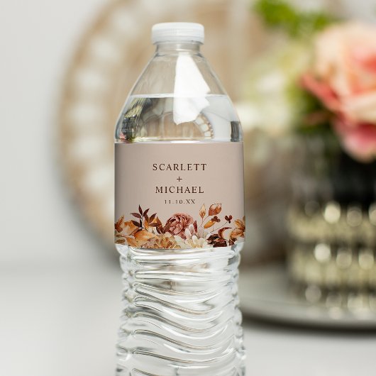 Étiquette Pour Bouteilles D'eau Mariage d'automne