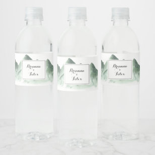 Étiquette Pour Bouteilles D'eau Mariage de calligraphie de la montagne verte