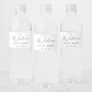 Étiquette Pour Bouteilles D'eau Mariage de calligraphie minimaliste simple personn