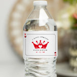 Étiquette Pour Bouteilles D'eau Mariage de carte de poker King & Queen of Hearts C<br><div class="desc">Roi et reine des coeurs jouant carte mariage bouteille d'eau étiquette. Personnalisez-le avec les détails de votre événement. Idéal pour un poker ou une fête thématique à Las Vegas.</div>