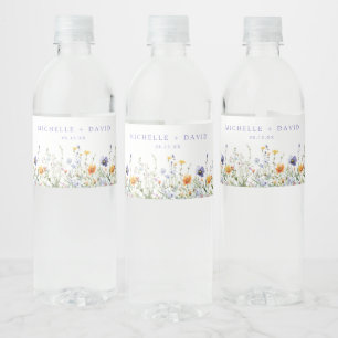 Étiquette Pour Bouteilles D'eau Mariage de champ fleur sauvage