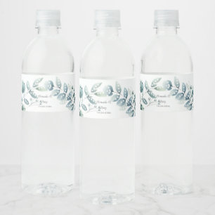 Étiquette Pour Bouteilles D'eau Mariage de feuilles botaniques Eucalyptus