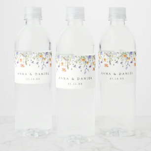 Étiquette Pour Bouteilles D'eau Mariage de jardin de fleurs sauvages d'été