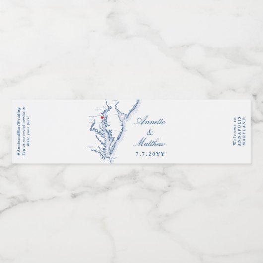 Étiquette Pour Bouteilles D'eau Mariage de la baie Annapolis Chesapeake (Étiquettes simples)