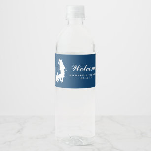 Étiquette Pour Bouteilles D'eau Mariage de la carte de la Marine Newport de la bo