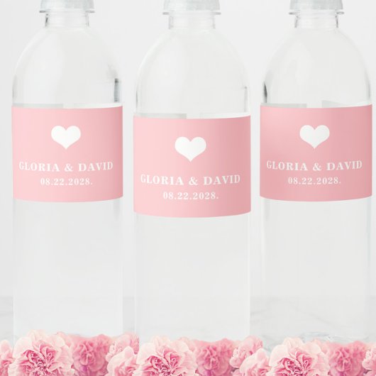 Étiquette Pour Bouteilles D'eau Mariage de Merci rose