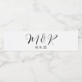 Étiquette Pour Bouteilles D'eau Mariage de monogramme noir et blanc (Étiquettes simples)