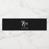 Étiquette Pour Bouteilles D'eau Mariage de monogramme noir et blanc moderne (Étiquettes simples)