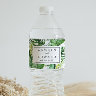 Étiquette Pour Bouteilles D'eau Mariage de palmier sauvage