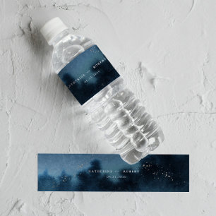 Étiquette Pour Bouteilles D'eau Mariage de paysage de la nuit bleue