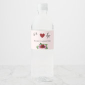 Étiquette Pour Bouteilles D'eau Mariage de roses rouges et roses (Devant)