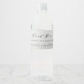 Étiquette Pour Bouteilles D'eau Mariage de script moderne Silver merci (Devant)