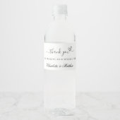 Étiquette Pour Bouteilles D'eau Mariage de script noir blanc merci (Devant)