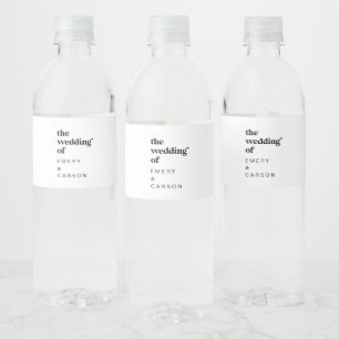 Étiquette Pour Bouteilles D'eau Mariage de typographie noire moderne
