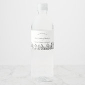 Étiquette Pour Bouteilles D'eau Mariage de verdure blanc et noir (Devant)