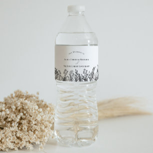 Étiquette Pour Bouteilles D'eau Mariage de verdure blanc et noir