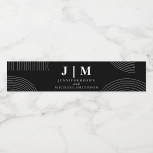 Étiquette Pour Bouteilles D'eau Mariage Décor géométrique simple noir et blanc