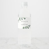 Étiquette Pour Bouteilles D'eau Mariage d'élégance verte feutrée (Devant)