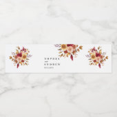 Étiquette Pour Bouteilles D'eau Mariage des fleurs d'automne (Étiquettes simples)