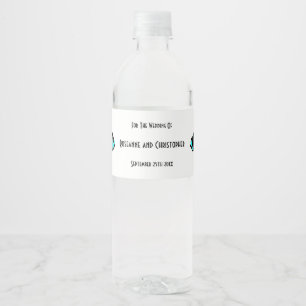 Étiquette Pour Bouteilles D'eau Mariage design Art déco bleu