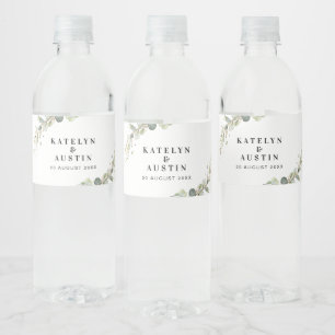 Étiquette Pour Bouteilles D'eau Mariage d'eucalyptus aquarelle