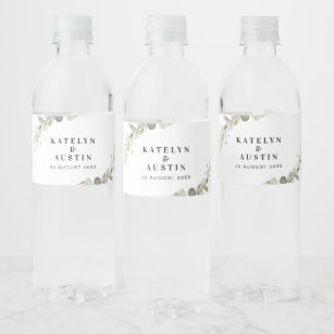 Étiquette Pour Bouteilles D'eau mariage d'eucalyptus aquarelle