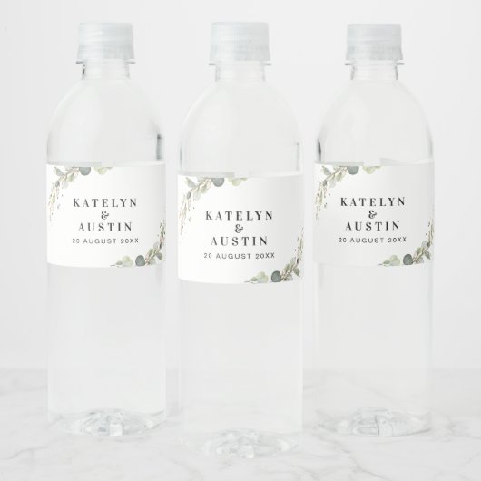 Étiquette Pour Bouteilles D'eau Mariage d'eucalyptus aquarelle (Bouteilles)