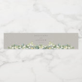 Étiquette Pour Bouteilles D'eau Mariage d'hiver Greige Snowberry+Eucalyptus (Étiquettes simples)