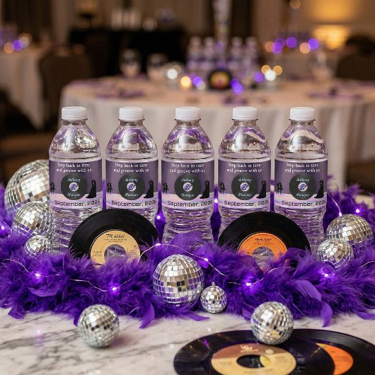 Étiquette Pour Bouteilles D'eau Mariage Disco personnalisable