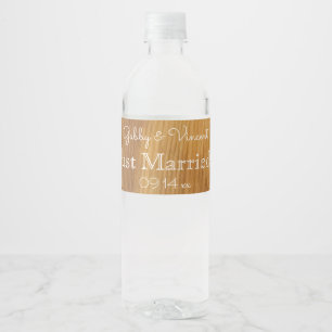 Étiquette Pour Bouteilles D'eau Mariage en bois rustique