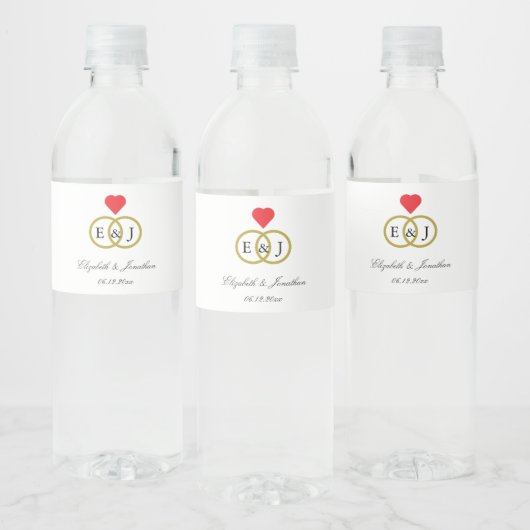 Étiquette Pour Bouteilles D'eau Mariage Entwin Rings (Bouteilles)