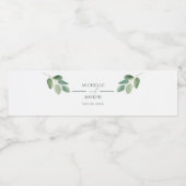 Étiquette Pour Bouteilles D'eau Mariage Eucalyptus Sage Vert Aquarelle (Étiquettes simples)