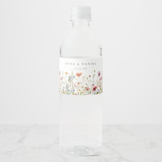 Étiquette Pour Bouteilles D'eau Mariage fleur sauvage (Devant)