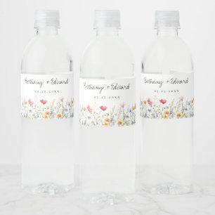 Étiquette Pour Bouteilles D'eau Mariage Fleur sauvage aquarelle