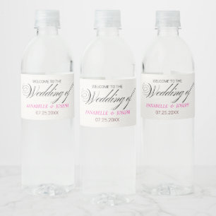 Étiquette Pour Bouteilles D'eau Mariage fleurs aquarelles minimalistes blanches