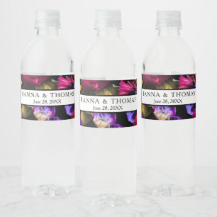 Étiquette Pour Bouteilles D'eau Mariage Floral Automnal Sombre et Mystérieux